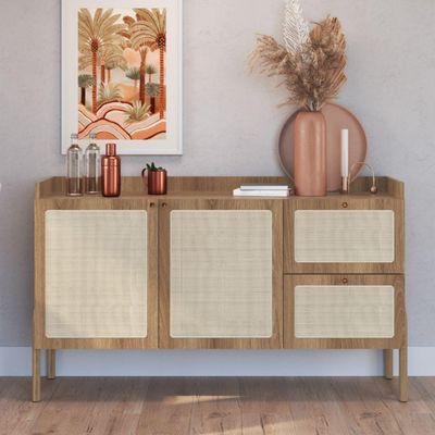 Balcão Buffet 139cm Com Pés De Madeira Oslo - Hanover