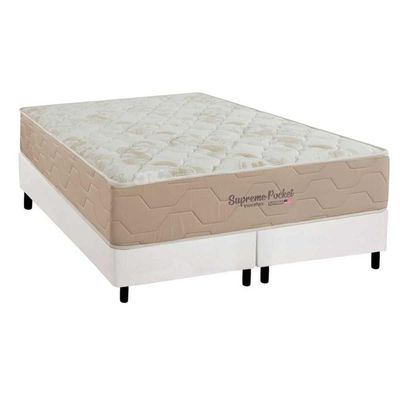 Conjunto Box Queen: Colchão Molas Inovaflex Ensacadas Supreme+base Crc Corano White (158x198)