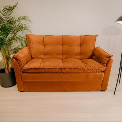 Sofá Small 3 Lugares Conforto 160cm Suede Cobre Herrero Decor Cobre