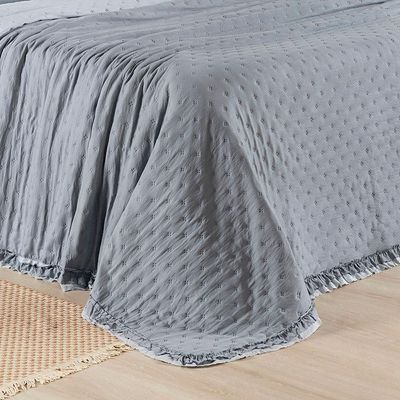 Cobre Leito Colcha King Luar 3 Peças Cinza - 100% Poliéster