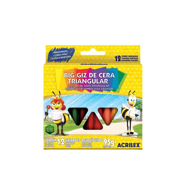 Giz Cera Acrilex Big Triangular com 12 Cores 95g