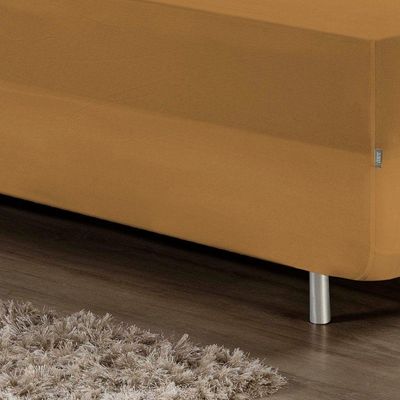 Jogo De Cama Solteiro Nobre 2 Peças Luva De Box 55cm De Altura Malha 100% Algodão - Cobre