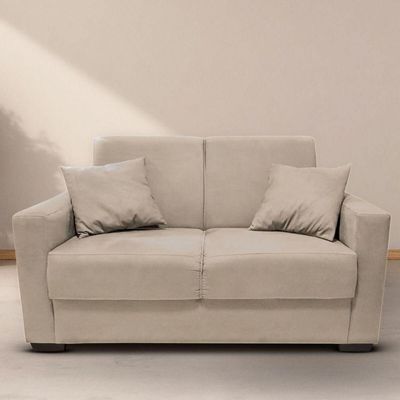 Sofá Estofado 2 Lugares Sala Estar Recepção Mariana Suede Bege