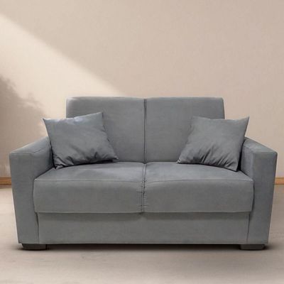 Sofá Estofado 2 Lugares Sala Estar Recepção Giovana Suede Cinza