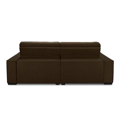 Sofa Retratil Reclinavel 2 Lugares 2,20 Vitória Veludo Marrom Lansofbr