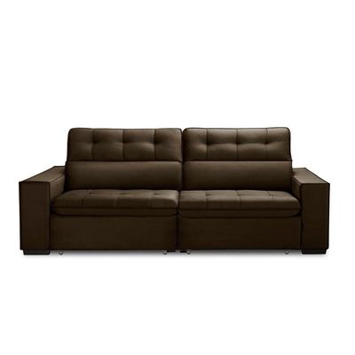 Sofa Retratil Reclinavel 2 Lugares 2,20 Vitória Veludo Marrom Lansofbr