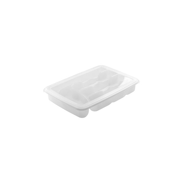 Porta Talheres Organizador de Gaveta Sanremo com Tampa Branco em Plástico 34x24x5cm