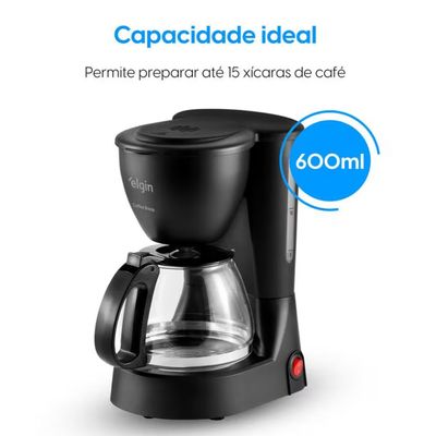 Cafeteira Elétrica 650W Filtro Permanente 15 Xicaras Elgin Preto / 220V