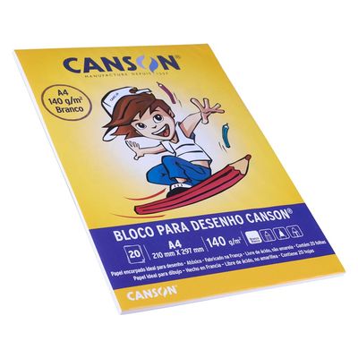 Bloco de Desenho Canson A4 Branco com 20 Folhas 210x297mm 140g