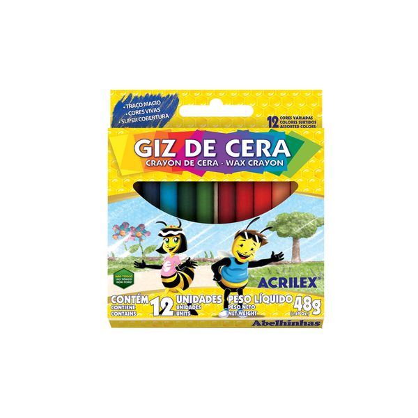 Giz Cera Acrilex Regular com 12 Cores 48g Giz Cera Acrilex Regular com 12 Cores 48g