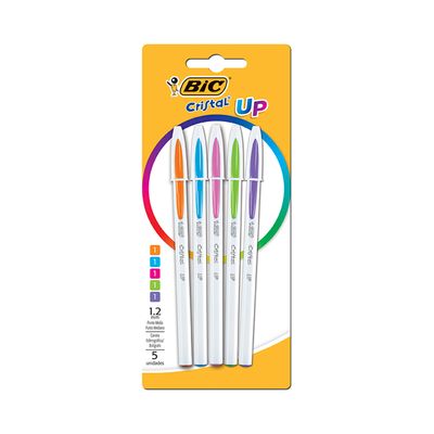 Caneta Esferográfica Bic Cristal Up 1.2mm Colors com 5 Unidades
