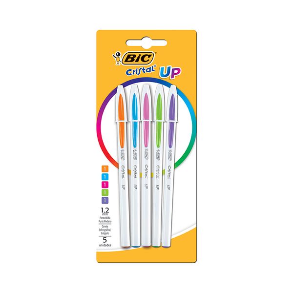 Caneta Esferográfica Bic Cristal Up 1.2mm Colors com 5 Unidades