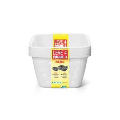 Conjunto de Cesto Organizador Ordene em Plástico Branco Pequeno Leve 4 Pague 3