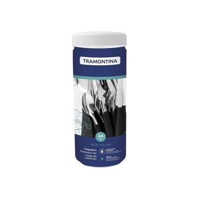 Faqueiro Tramontina New Kolor Com Lâminas Em Aço Inox Preto 24 Peças Tramontina