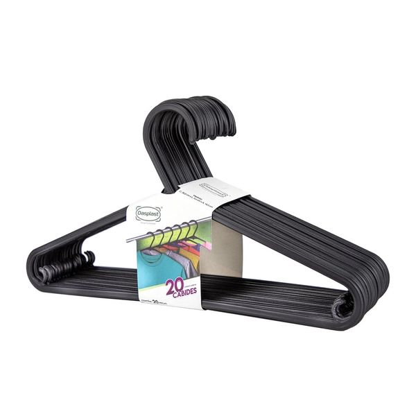 Conjunto de Cabides Dasplast Plástico Fun com 20 Unidades Preto Conjunto de Cabides Dasplast Plástico Fun com 20 Unidades Preto