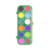 Aquarela Escolar Leonora Estojo Pastilhas de Tintas 12 Cores com 1 Pincel Artístico