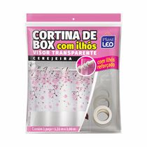 Cortina para Box Plast Leo Vinil com Ilhós e Visor Retangular 1,35x2,00m Cerejeira