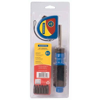 Kit de Ferramentas 8 Peças c/ Trena 3m e Chave c/ Ponteiras Tramontina n/a