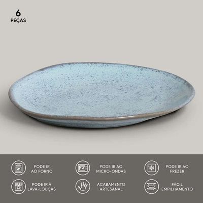 Conjunto de Pratos Oval Orgânico Breeze 31cm 6 Peças Porto Brasil n/a