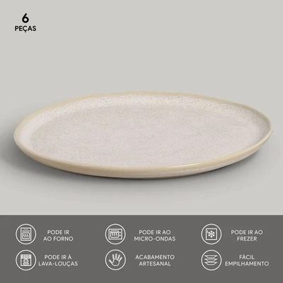Conjunto de Pratos Rasos Bio Latte 29cm 6 Peças Porto Brasil n/a
