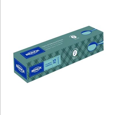 Conjunto de Colheres de Sobremesa Brinox Lyon 12 Peças Polido com Friso Inox Prata