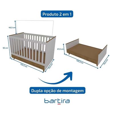 Berço 2x1 Ternura Plus Baby Bartira Branco