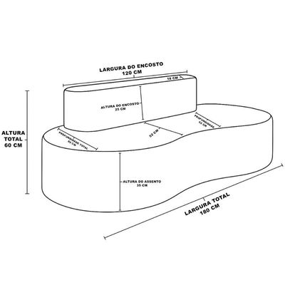 Sofá Curvo 3 Lugares Orgânico Loom Bouclê 1,80m Sala Balaqui bege Bege