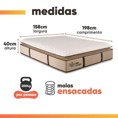 Colchão Queen Gazin Ferrari Premium Molas Ensacadas E Pillow Top 158x198x40cm Bege