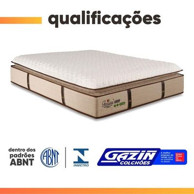 Colchão Queen Gazin Ferrari Premium Molas Ensacadas E Pillow Top 158x198x40cm Bege