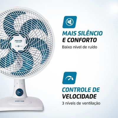 Ventilador De Mesa 30cm Super Vento Maxis Branco E Azul 50W V-30-MX-W 220V