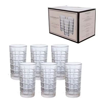 Jogo de Copos Long Drink Hauskraft Crisp 380ml com Borda Dourada  6 Peças Transparente
