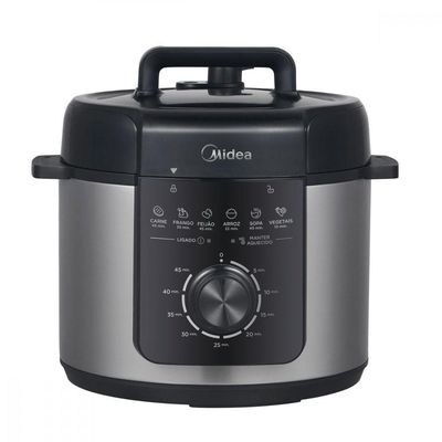 Panela De Pressão Elétrica Mecânica 4L Midea Portáteis Preto/inox 220V