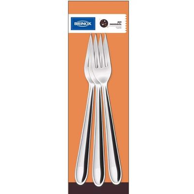 Conjunto de Garfos de Mesa Brinox Turim 12 Peças Design Moderno Aço Inox Inox