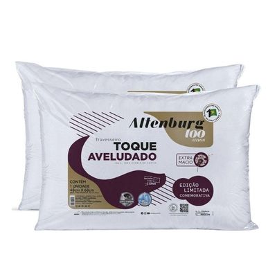 Kit Com 2 Travesseiros Altenburg Aveludados 48x68cm Branco