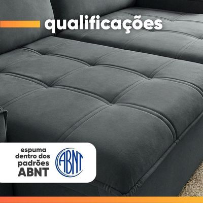 Sofá Retrátil E Reclinável 3 Lugares 2,10m Com Porta Copos Amore Cinza