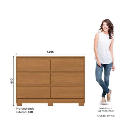Cômoda 6 Gavetas Layla Casa 812 Cinamomo