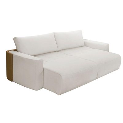 Sofá Cama 3 Lugares 2,60m Orgânico Belissimo Bege / Marrom