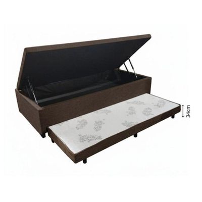 Box Baú Solteiro Com Colchão Gazin Molas Bonnel Tabaco/preto
