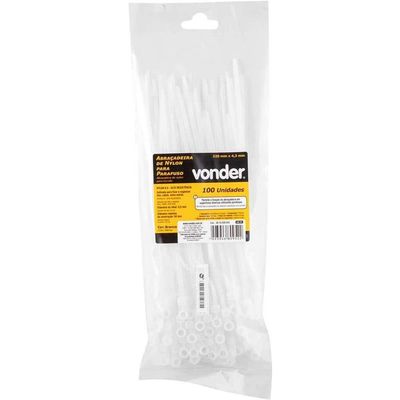 Abraçadeira De Nylon Para Parafusos, Branca, 220 Mm X 4,3 Mm, Vonder Ostenvonder