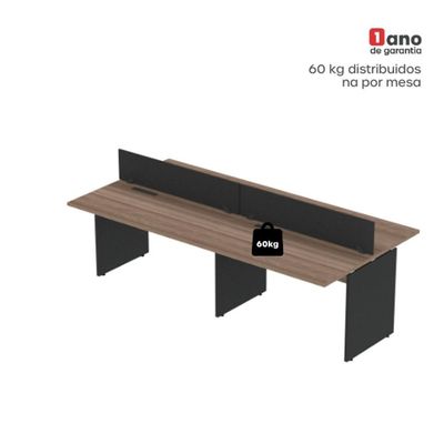 Plataforma Dupla Pé Painel 4p 2400x1200 Preto-walnut