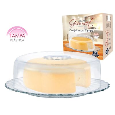 Queijeira em Vidro com Tampa Acrílico Ruvolo Transparente