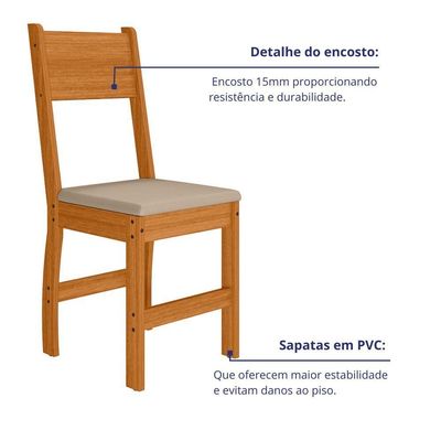 Kit 2 Cadeiras Estofadas Para Mesa Sala De Jantar Reforçada
