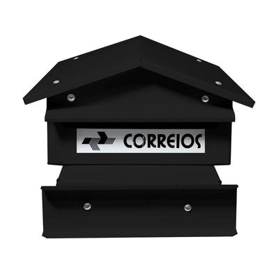 Caixa De Correio Preta Tradicional Suporte Cerca 23 X 17 X 24 Cm - Fp