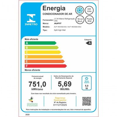 Ar Condicionado Split Hi Wall Inverter Aufit 18.000 Btus Frio 220V R-32