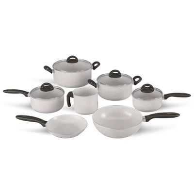 Jogo de Panelas 7 Peças Suprema Ceramic Life Antiaderente Mineral Resist Brinox Vanilla