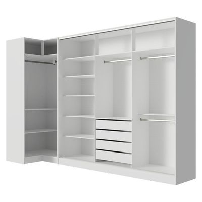 Guarda-roupa Modulado Neo + Guarda-roupa Royale 3 Portas De Correr Com Espelho Branco Madesa