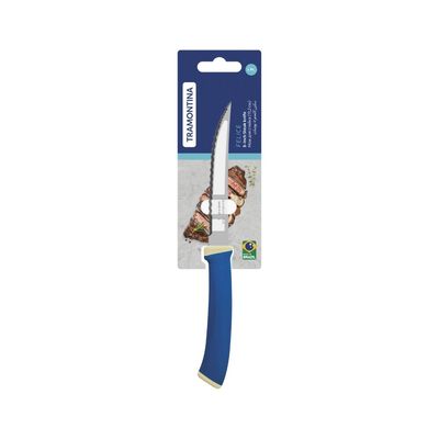 Faca para Churrasco Tramontina Felice com Lâmina em Aço Inox com Fio Microsserrilhado e Cabo de Polipropileno Azul 5 pol