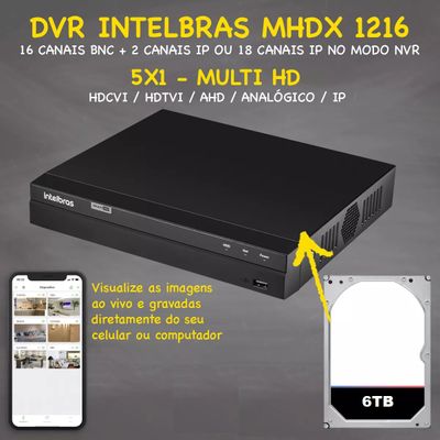 Kit Cftv Monitoramento 16 Cameras Segurança Intelbras Mhdx 1216 6 Tera