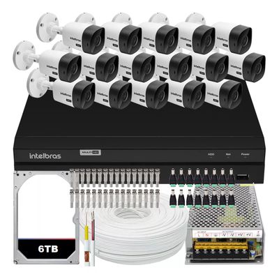 Kit Cftv Monitoramento 16 Cameras Segurança Intelbras Mhdx 1216 6 Tera