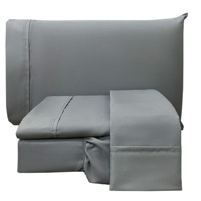 Jogo de Cama Lençol King Conforto Percal 300 Fios 4 Peças - Cinza